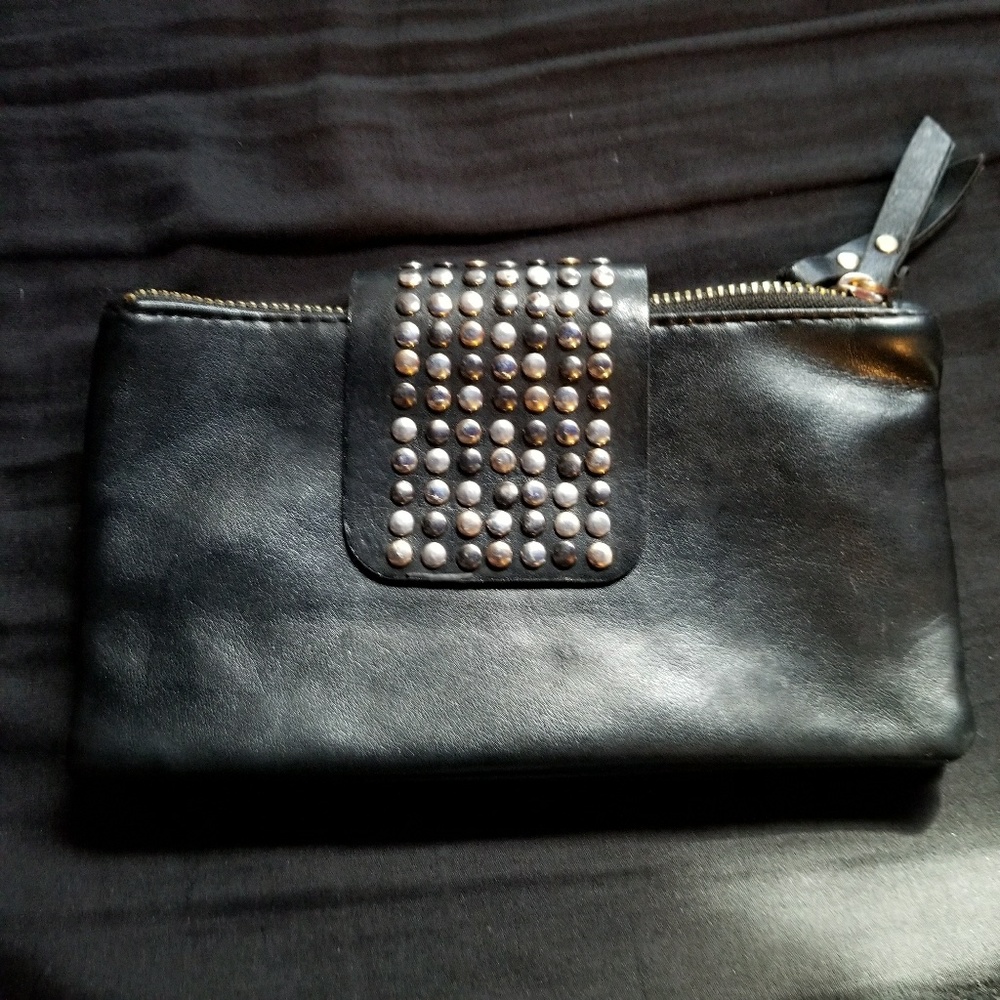 Black Faux Leather Clutch